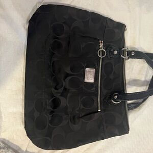 Coach Black Tote Bag with Monogram Pattern